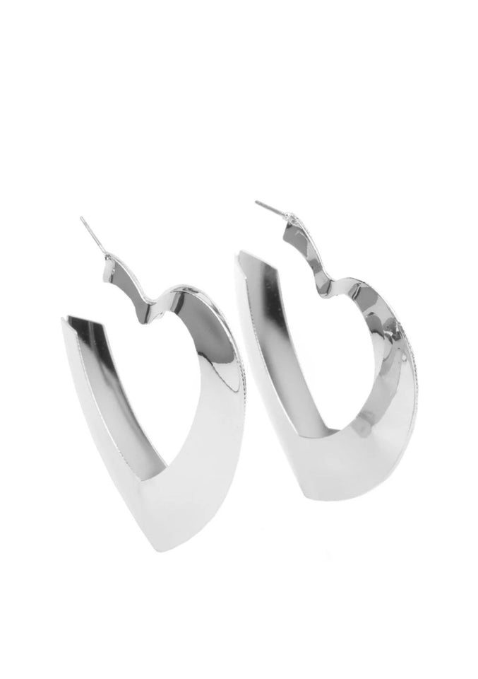 Heart-Racing Radiance-Silver Heart Hoops - TKT’s Jewelry & Accessories 